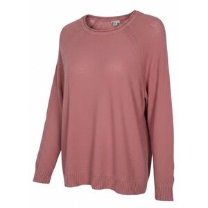 Lands End Size XL Midweight Roll Neck Neck Cotton Slub Pink Pullover Sweater